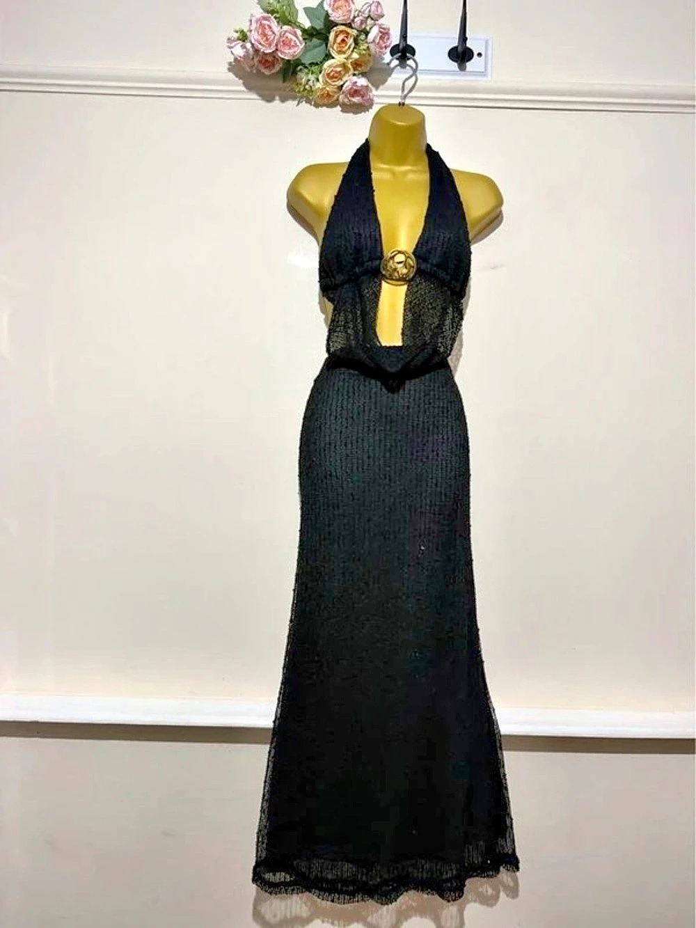 Black Maxi Dress with Halter Neck